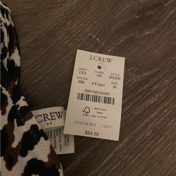 !! SOLD!! NWT J Crew Leopard Ruffle French Bikini Top - Picture 5 of 5